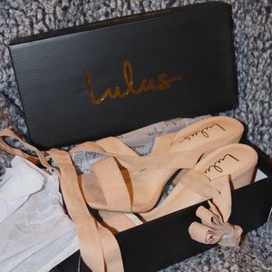 New Lulu’s Lace Up Nude Heels